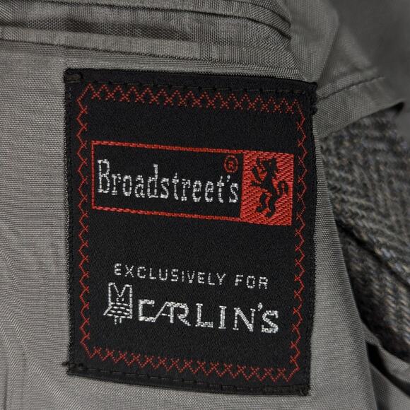 Broadstreet’s Wool Herringbone Blazer 40R Men Gray Union Made Carlin’s Vintage - Picture 3 of 5